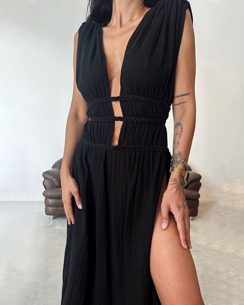 Yvonne - Texturiertes Kleid mit Schlitz von Stefanie Berlin