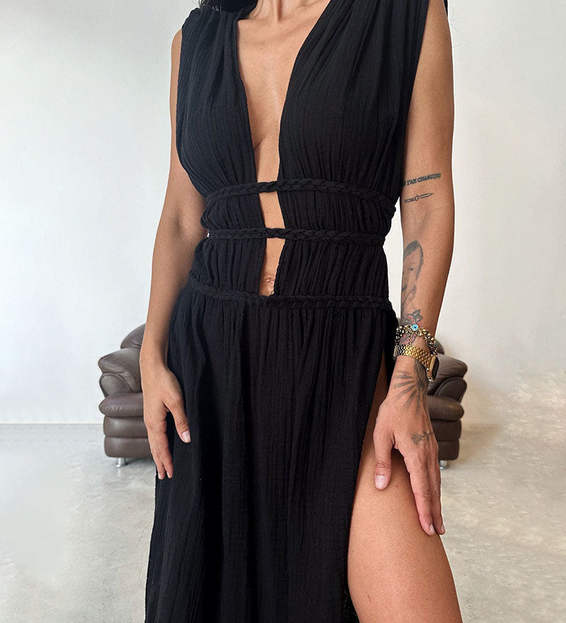 Yvonne - Texturiertes Kleid mit Schlitz von Stefanie Berlin