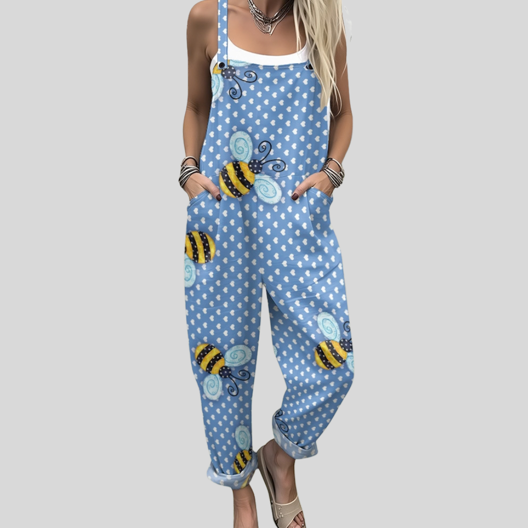 Latzhose mit Bienen Hellblau von Stefanie Berlin