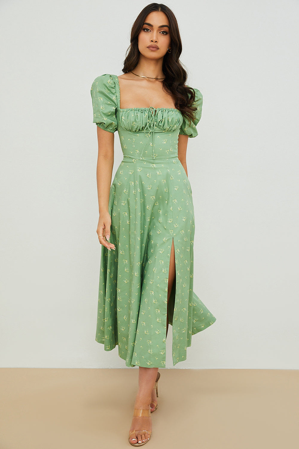 Anja - Kleid mit Puffärmeln und Blumenprint von Stefanie Berlin