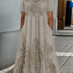 Indigo | Elegantes Midi-Kleid mit Blumenmuster - Ansicht 3