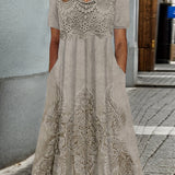 Indigo | Elegantes Midi-Kleid mit Blumenmuster - Ansicht 3