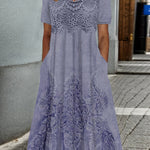 Indigo | Elegantes Midi-Kleid mit Blumenmuster - Ansicht 4