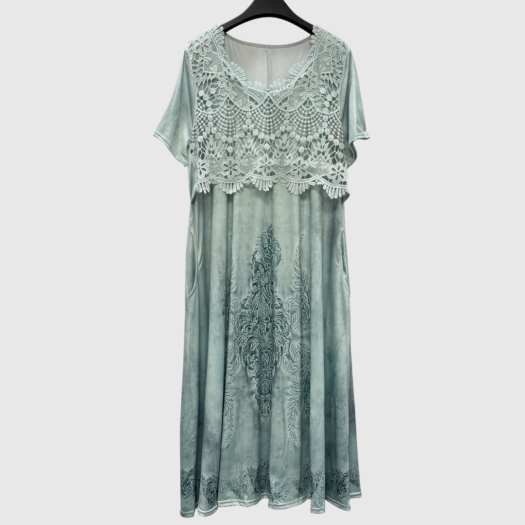 Indigo | Elegantes Midi-Kleid mit Blumenmuster - Ansicht 9