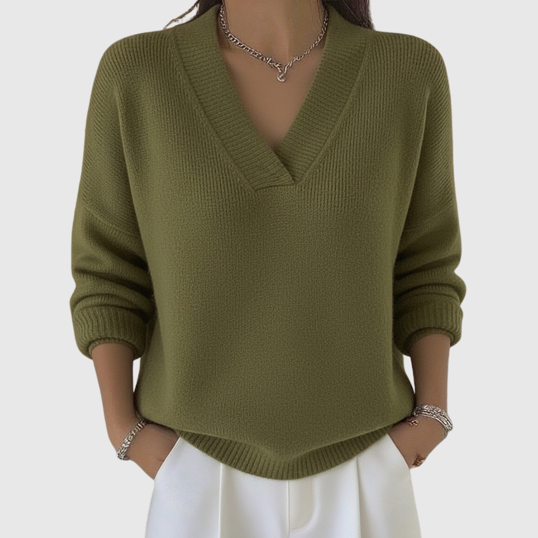 Franziska | Weicher V-Ausschnitt-Pullover in lässiger Passform - Ansicht 3
