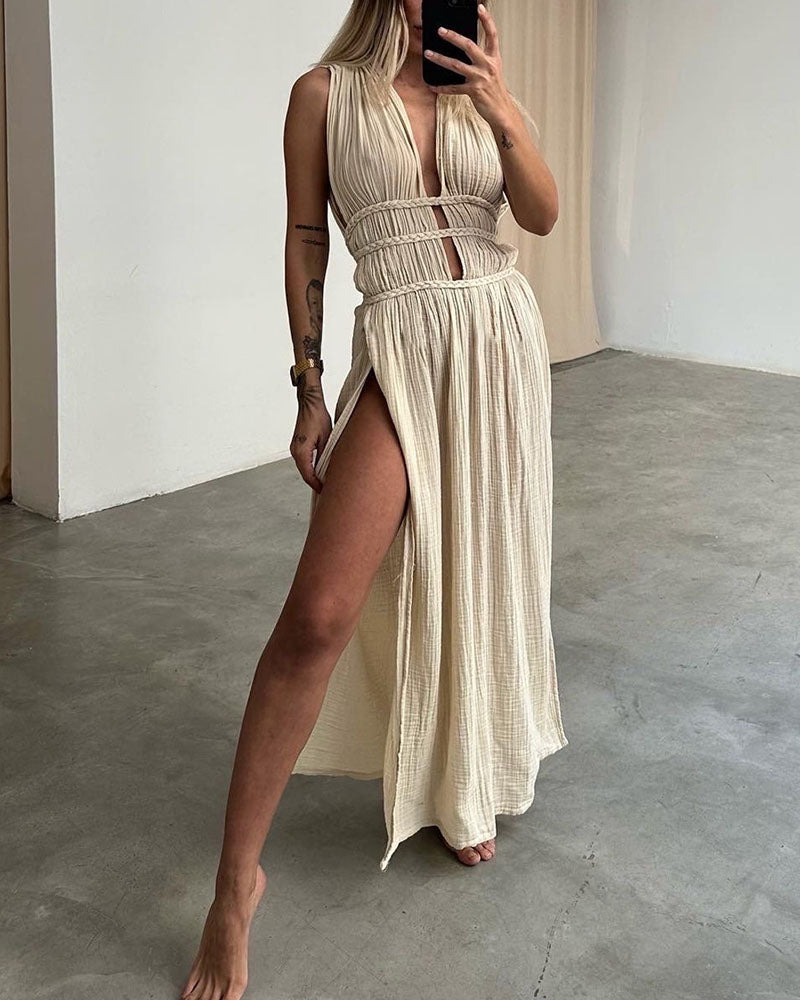 Yvonne - Texturiertes Kleid mit Schlitz - Ansicht 5