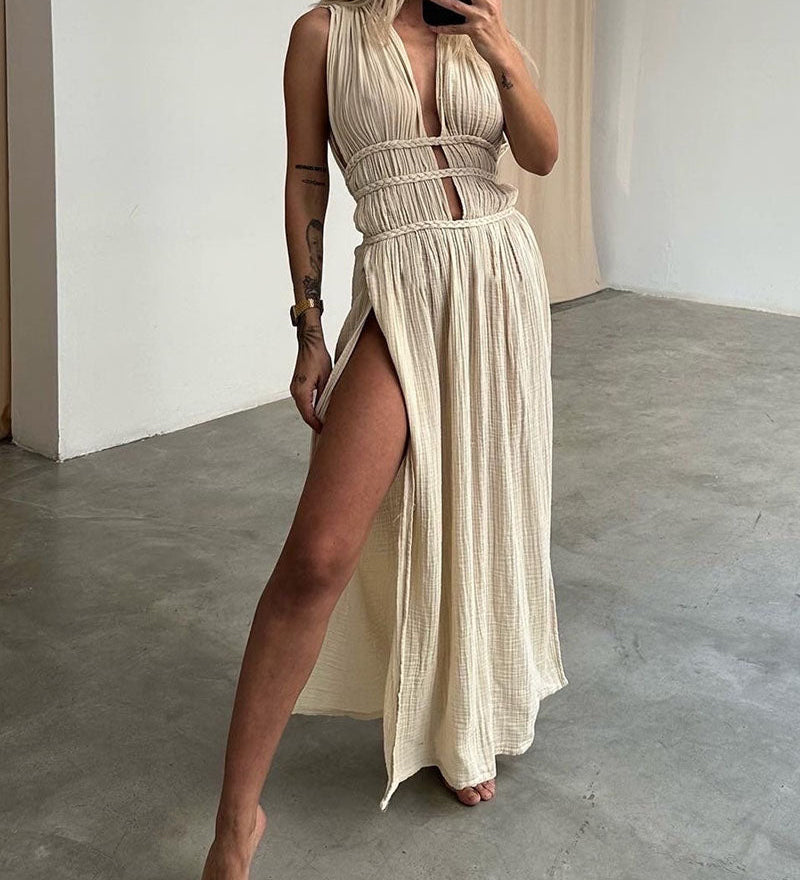 Yvonne - Texturiertes Kleid mit Schlitz - Ansicht 5
