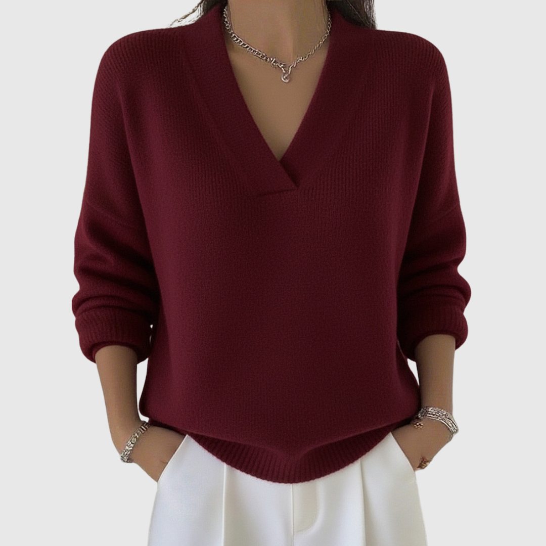 Franziska | Weicher V-Ausschnitt-Pullover in lässiger Passform - Ansicht 4