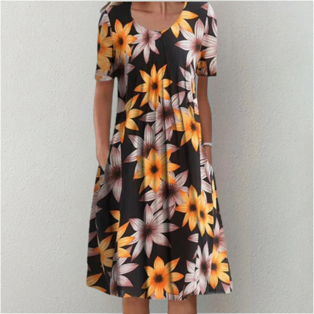 Tanja | Elegantes und lässiges Blumenkleid mit Taschen - Ansicht 7