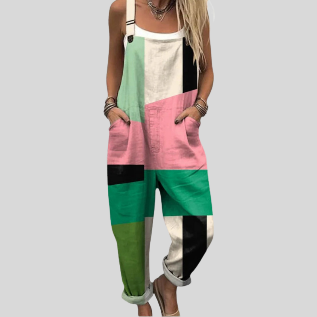 Geometrische Latzhose Mint-Rosa von Stefanie Berlin