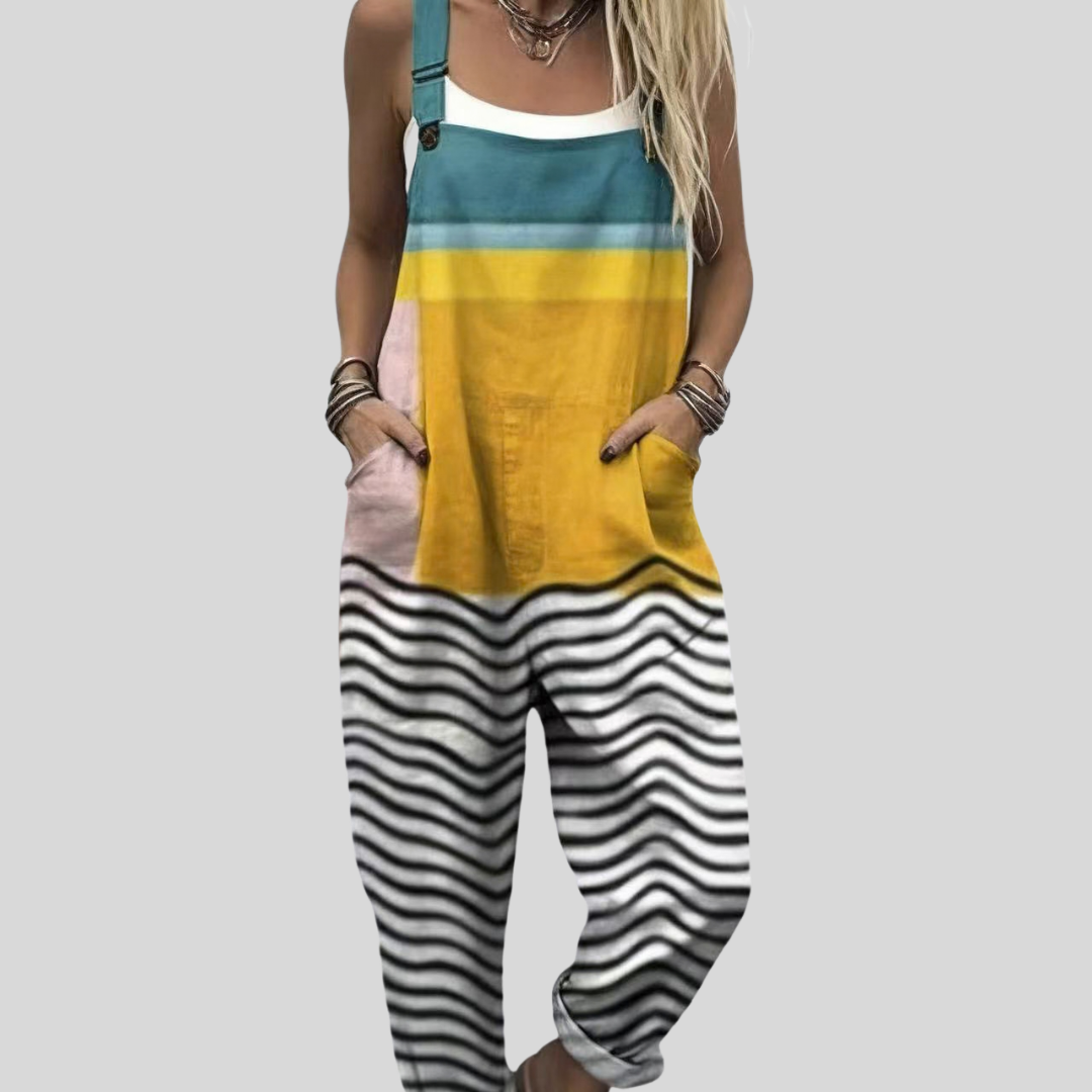Color-Block Latzhose Petrol-Gelb von Stefanie Berlin