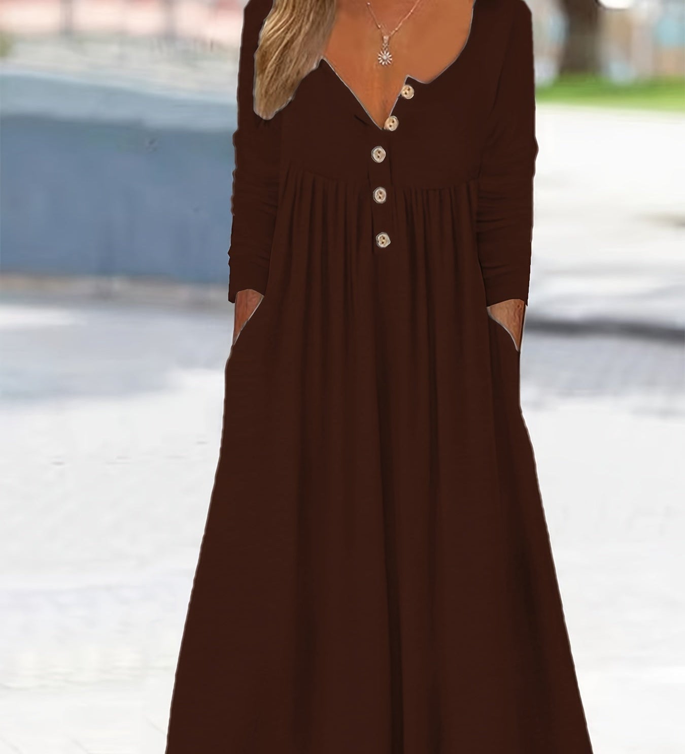 Clara | Midi-Kleid mit Knöpfen vorn - Ansicht 4