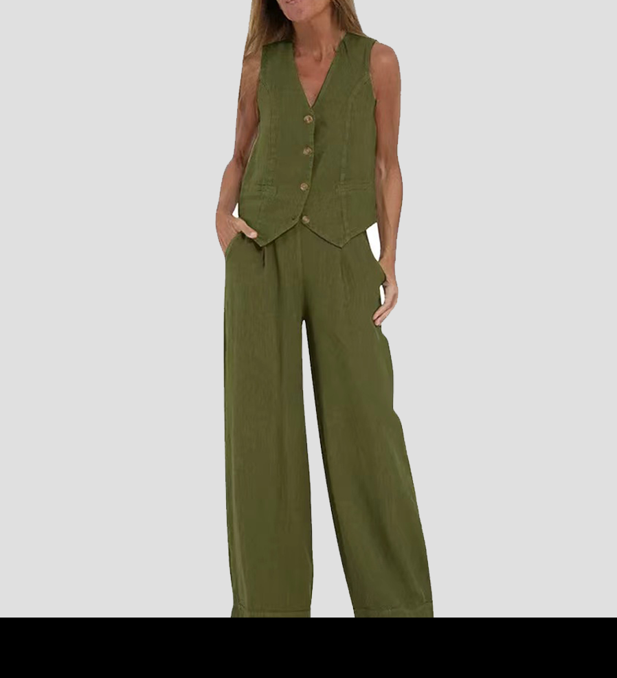 Andrea - Ensemble Gilet mit Knöpfen & Weite Hose - Ansicht 16