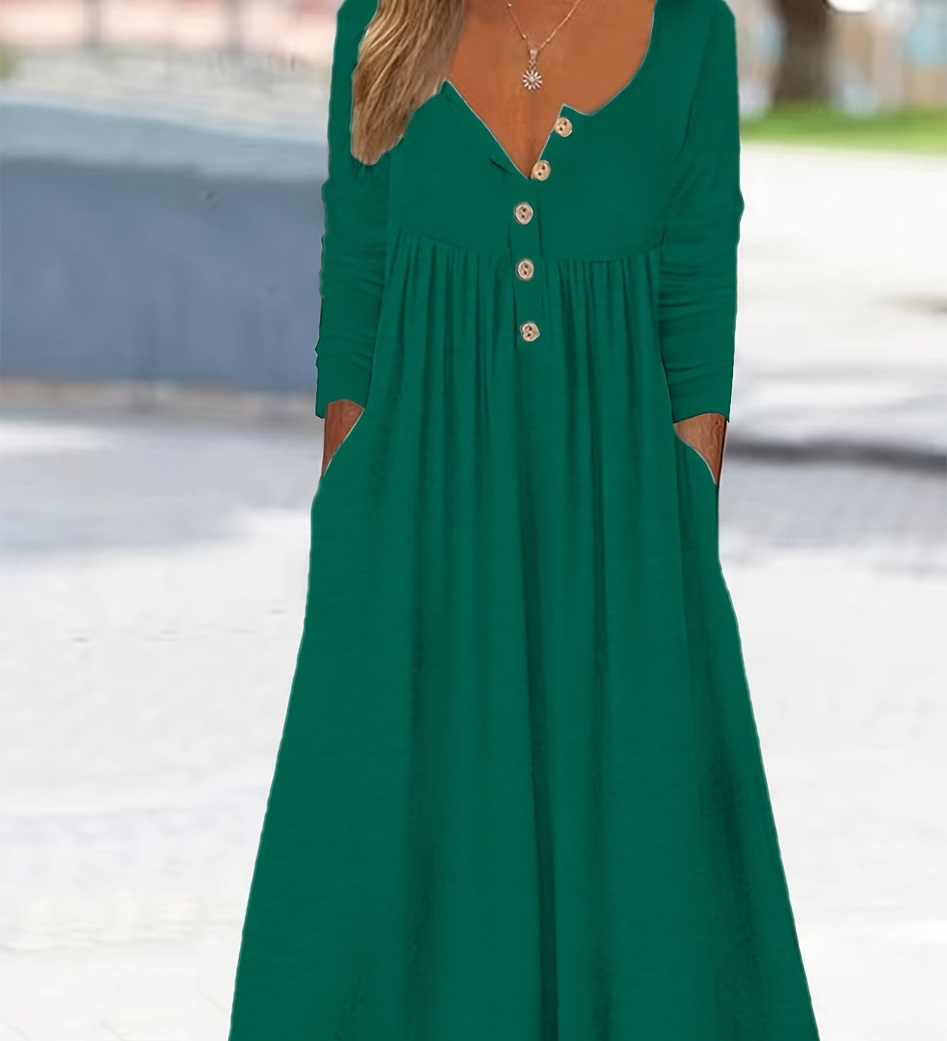 Clara | Midi-Kleid mit Knöpfen vorn - Ansicht 3
