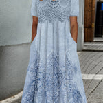 Indigo | Elegantes Midi-Kleid mit Blumenmuster - Ansicht 2