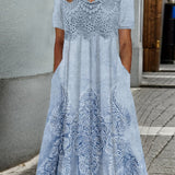 Indigo | Elegantes Midi-Kleid mit Blumenmuster - Ansicht 2