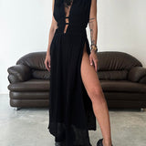 Yvonne - Texturiertes Kleid mit Schlitz - Ansicht 8