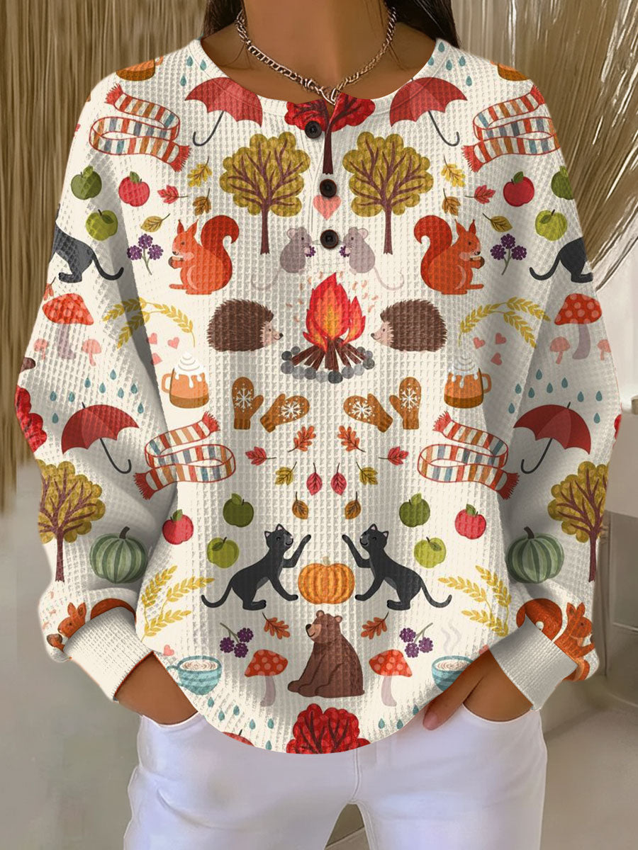 Petra | Waffelstrick-Pullover mit Herbstmotiven | Stefanie Berlin