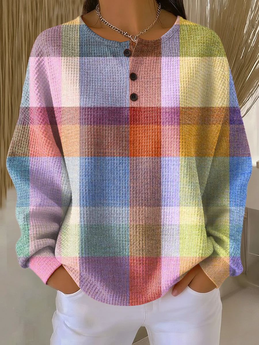 Doris | Waffelstrick-Pullover mit Pastellkaro | Stefanie Berlin