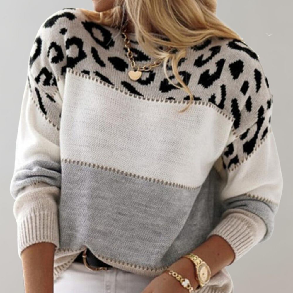 Diane | Strickpullover mit Leopardenakzent - Ansicht 3