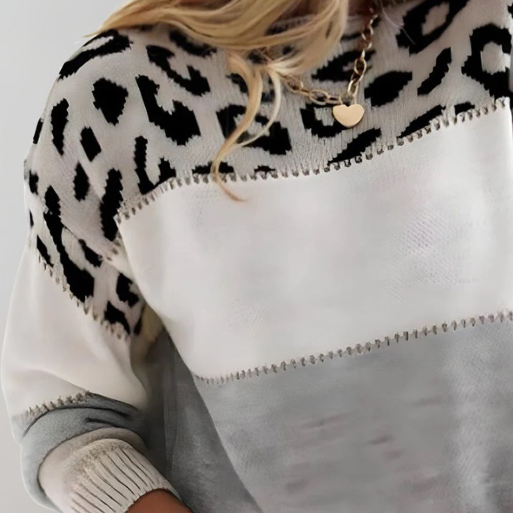 Diane | Strickpullover mit Leopardenakzent - Ansicht 2