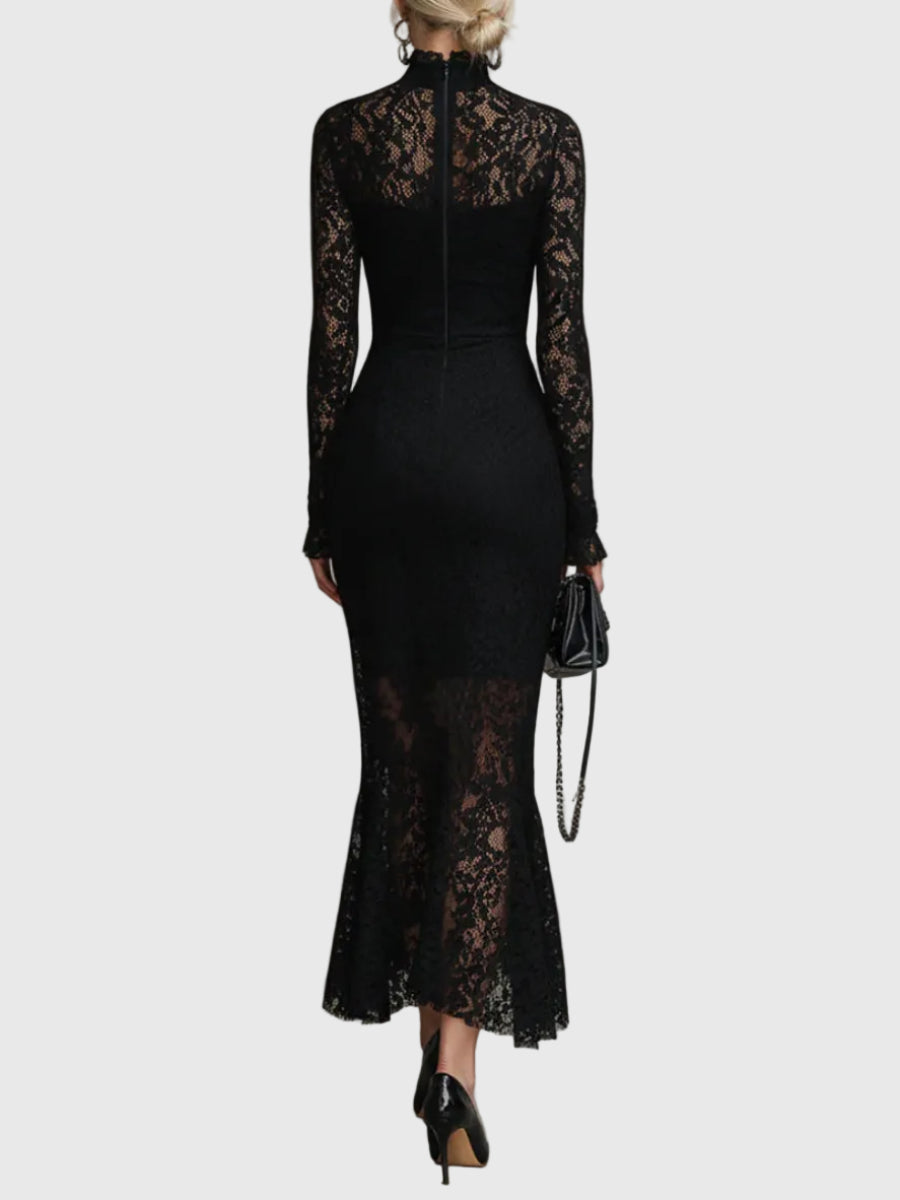 Monica | Elegantes Maxikleid mit ausgestelltem Spitzenrock - Ansicht 2