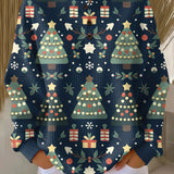 Susanne | Weihnachtspullover in Waffelstrick mit Tannen auf Marineblau | Stefanie Berlin