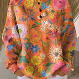 Gabriele | Waffelstrick-Pullover mit bunten Blumen | Stefanie Berlin