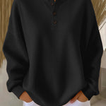 Christa | Unifarbener Waffelstrick-Pullover mit Knöpfen, Ansicht 4