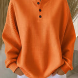 Christa | Unifarbener Waffelstrick-Pullover mit Knöpfen | Stefanie Berlin