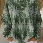 Kerstin | Waffelstrick-Pullover mit grünem Waldmotiv | Stefanie Berlin