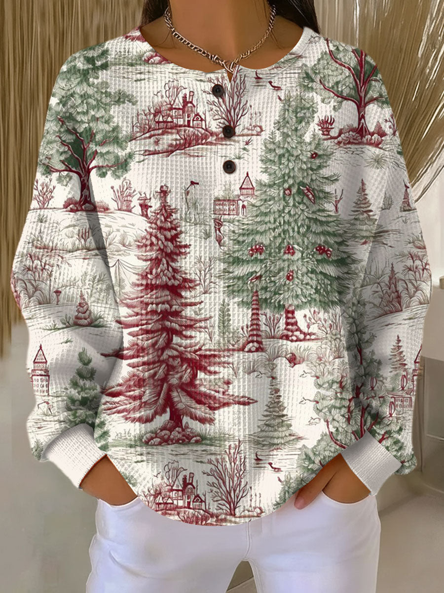Silke | Weihnachtspullover in Waffelstrick mit Winterlandschaft | Stefanie Berlin