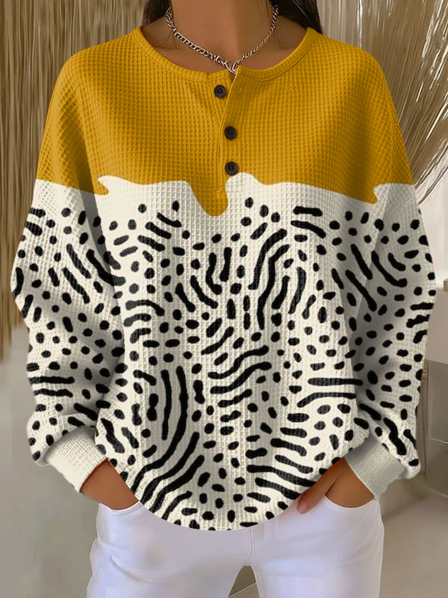 Helga | Senfgelber Waffelstrick-Pullover mit Muster | Stefanie Berlin