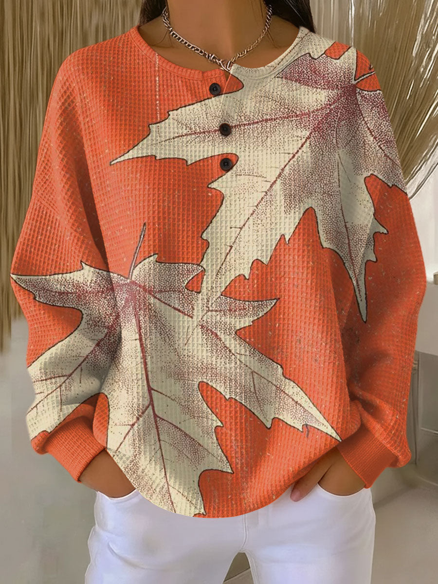 Karin | Waffelstrick-Pullover mit Ahornblättern | Stefanie Berlin