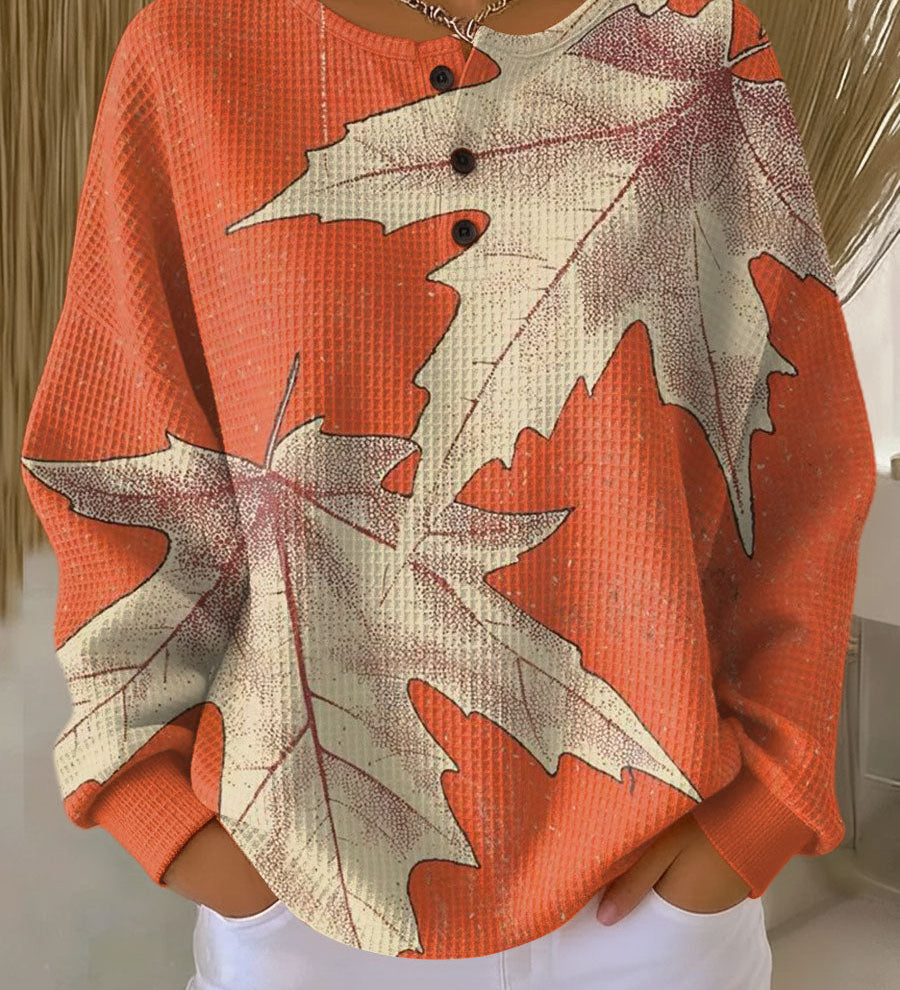 Karin | Waffelstrick-Pullover mit Ahornblättern | Stefanie Berlin