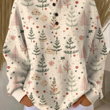 Hildegard | Waffelstrick-Pullover mit kleinen Tannen | Stefanie Berlin