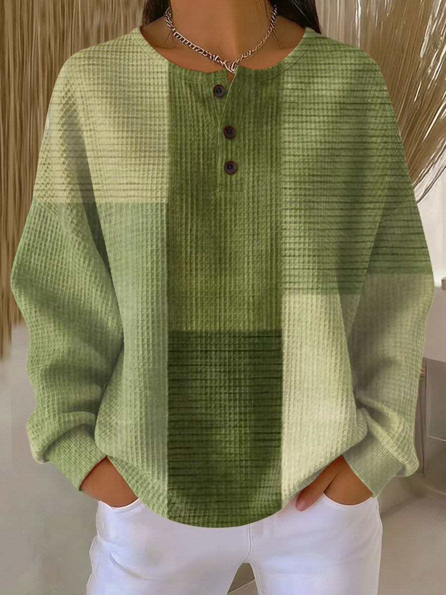 Birgit | Waffelstrick-Pullover mit grünen Blöcken | Stefanie Berlin