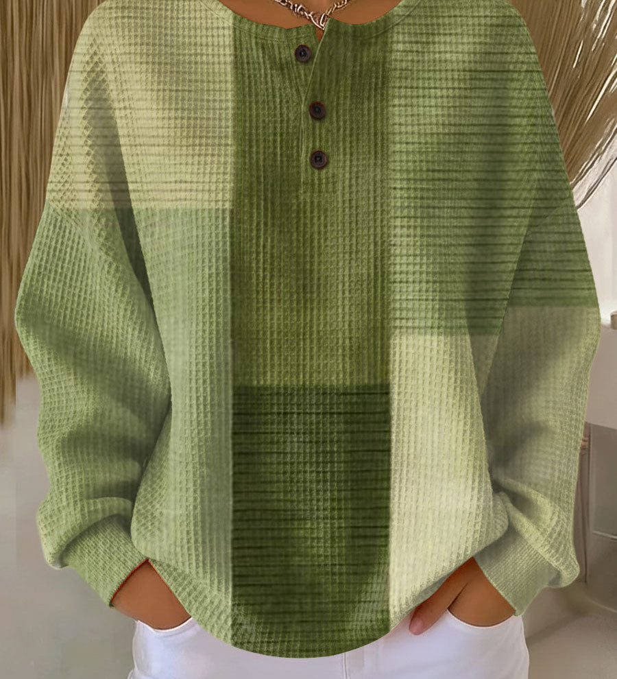 Birgit | Waffelstrick-Pullover mit grünen Blöcken | Stefanie Berlin