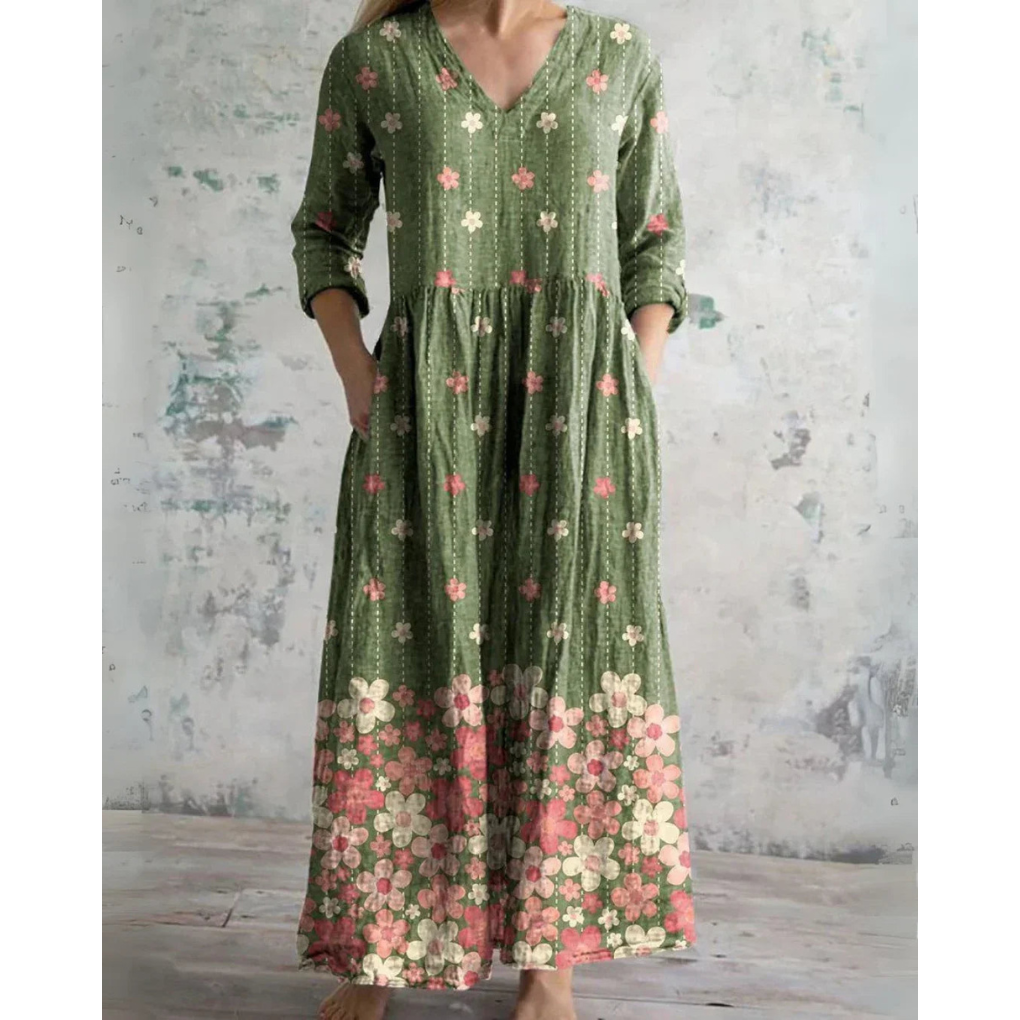 Elisabeth | Maxi-Kleid Vintage mit Blumenmuster - Ansicht 2