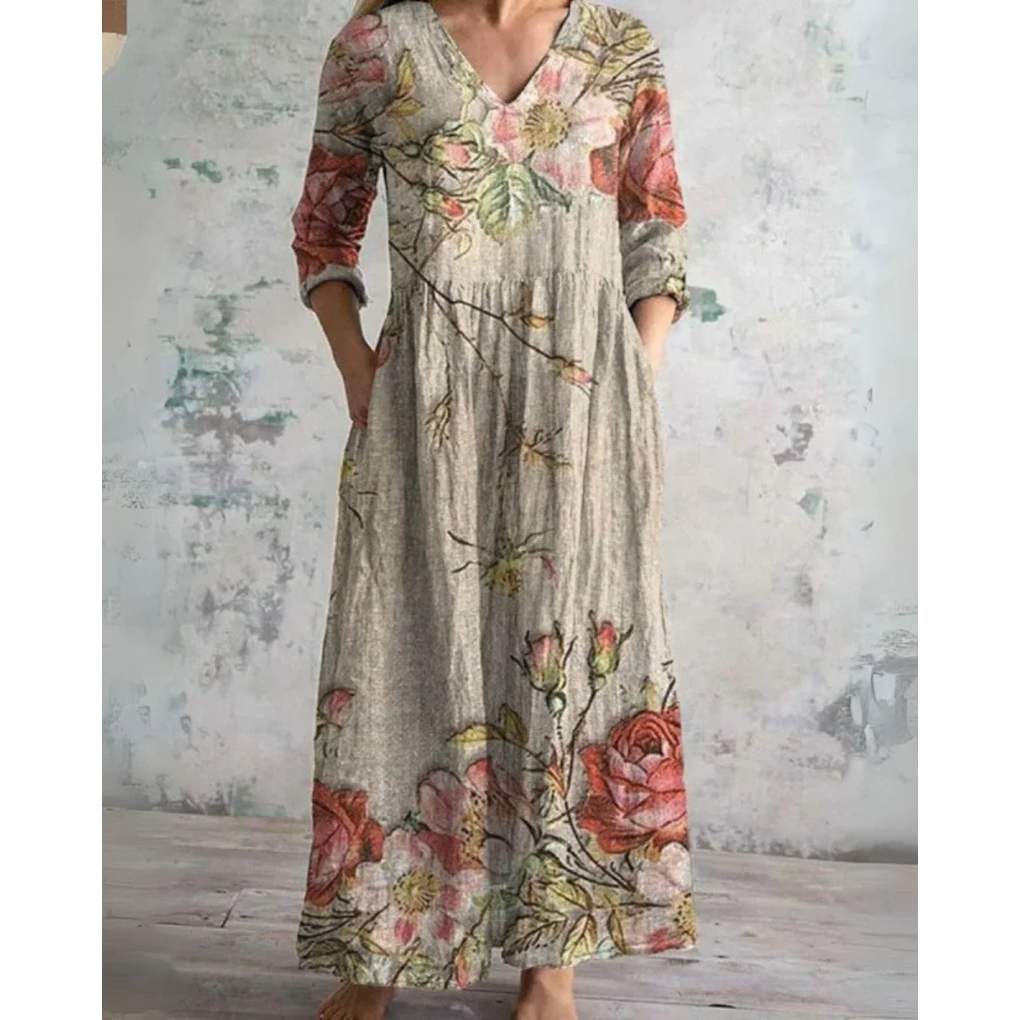 Elisabeth | Maxi-Kleid Vintage mit Blumenmuster - Ansicht 3