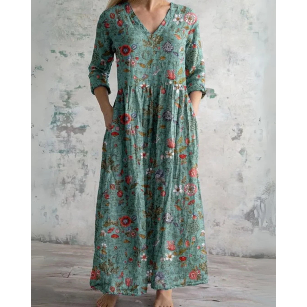 Elisabeth | Maxi-Kleid Vintage mit Blumenmuster - Ansicht 4