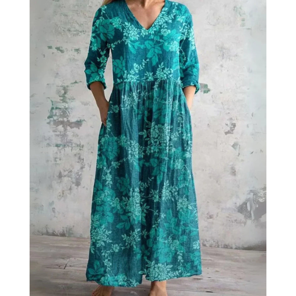 Elisabeth | Maxi-Kleid Vintage mit Blumenmuster - Ansicht 7