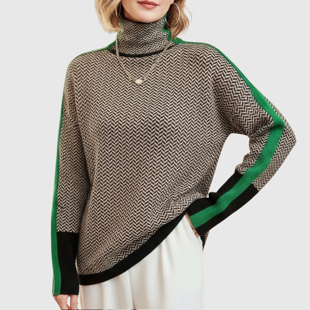 Elisabeth | Edler Rollkragenpullover mit Fischgrätmuster von Stefanie Berlin