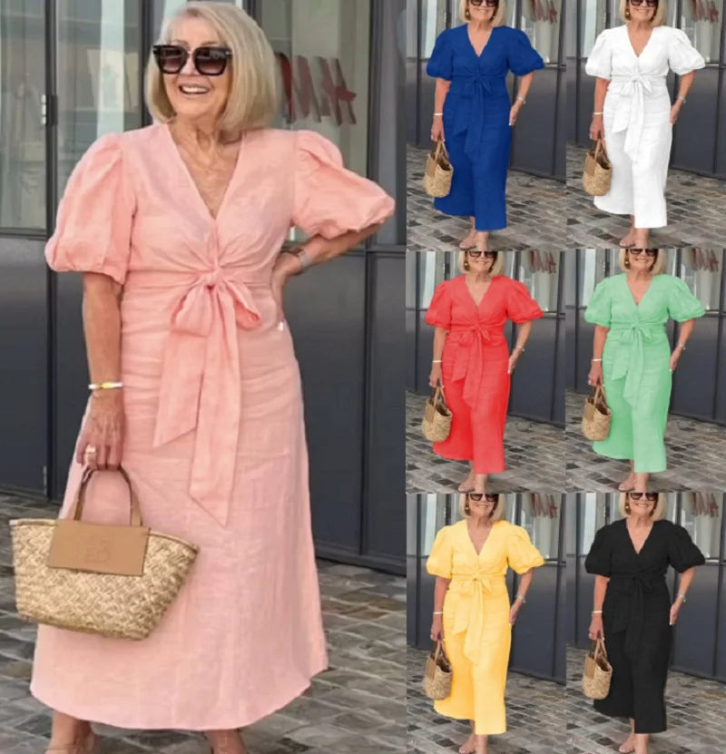 Laura | Elegantes Midi-Kleid mit V-Ausschnitt - Ansicht 2