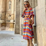 Cassandra - Leuchtendes geometrisches Kleid - Ansicht 4