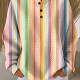 Jutta | Waffelstrick-Pullover mit Regenbogenstreifen | Stefanie Berlin
