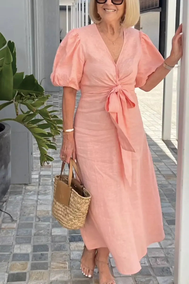 Laura | Elegantes Midi-Kleid mit V-Ausschnitt - Ansicht 3