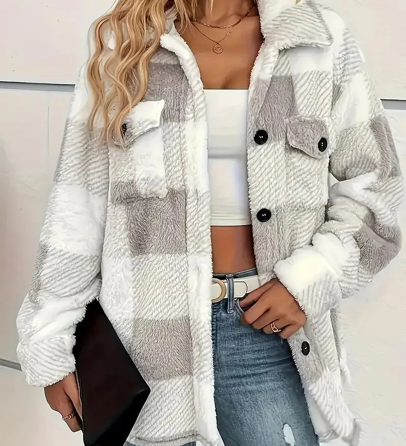 Monika | Elegante Karierte Fleecejacke - Ansicht 5