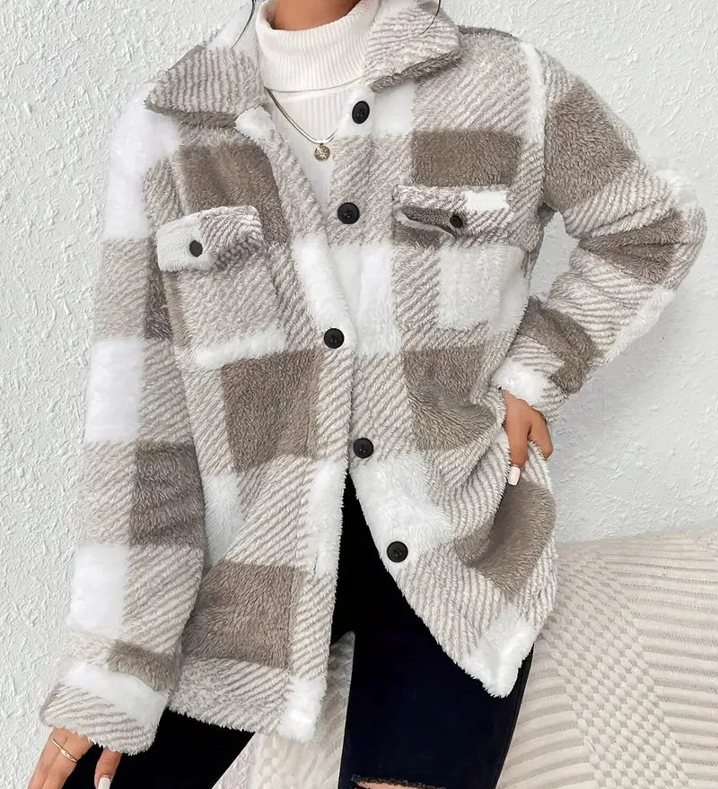 Monika | Elegante Karierte Fleecejacke - Ansicht 2