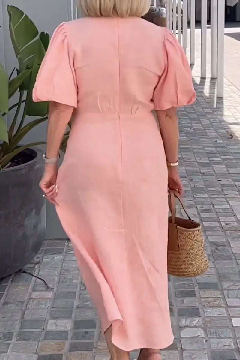 Laura | Elegantes Midi-Kleid mit V-Ausschnitt - Ansicht 4